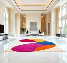 Handcrafted Vibrant Abstract Modern Living Room Rug